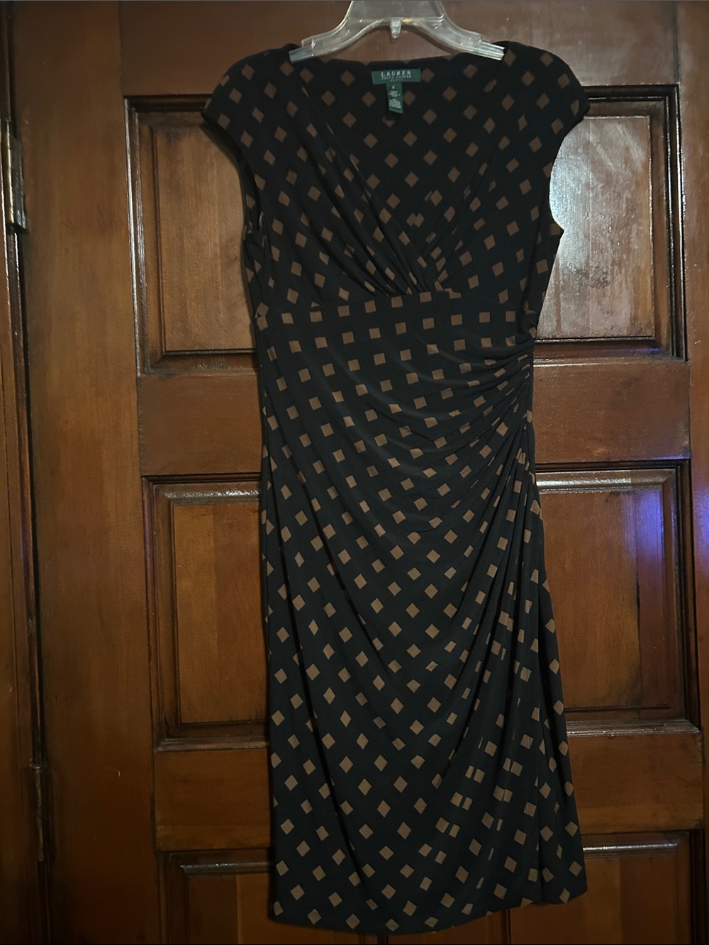 Lauren Ralph Lauren Black Dress with Brown Diamond Print
